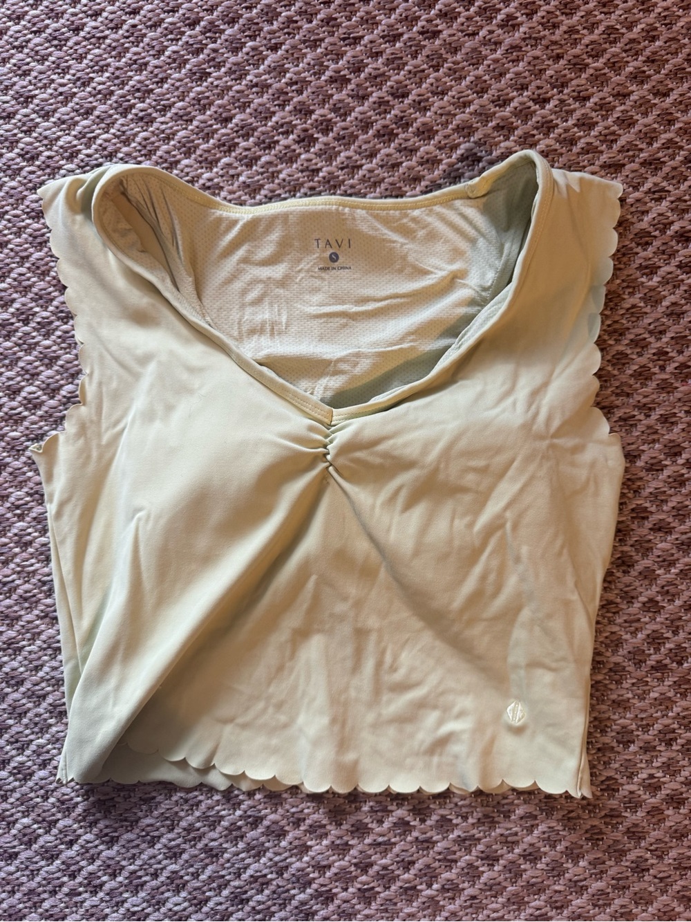 Athletic Scallop-Trim Tank in Lime Green